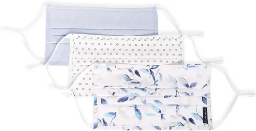 Miniatura 11 de Perry Ellis - Cubrebocas estándar de tela plisada, reutilizables (paquete de 3, estampados y colores surtidos)