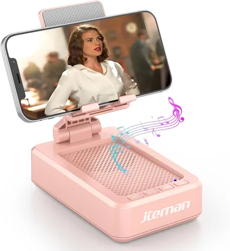 JTEMAN Soporte para teléfono celular con altavoz Bluetooth, regalos de cumpleaños para mujeres y hombres, accesorios de cocina para hombres, Rosa