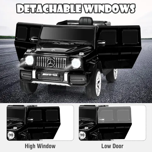 Miniatura 4 de OLAKIDS Auto eléctrico Mercedes Benz G63 de 12 V con licencia y control remoto, puertas dobles abiertas, música, Bluetooth, 2 velocidades