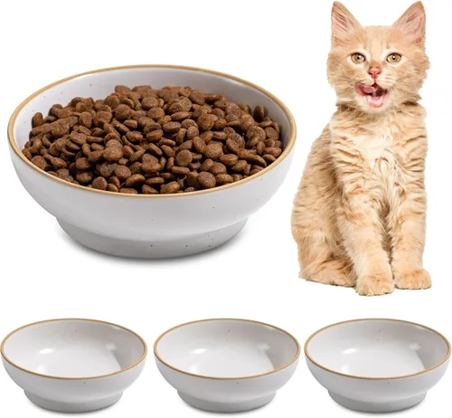 Miniatura 10 de Juego de 3 cuencos para gatos, platos antideslizantes para mascotas y gatos, cuencos de agua poco profunda, cuencos anchos para aliviar el estrés