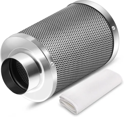 Miniatura 10 de iPower Filtro de carbono de aire de 4 pulgadas, con carbón virgen australiano para ventilador en línea, hidroponía, tienda de cultivo, prefiltro