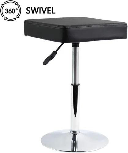 Miniatura 4 de FURWOO Taburete cuadrado negro para salón – Taburete de altura ajustable para tocador, manicura, tienda, peluquería oficina en casa, pequeño