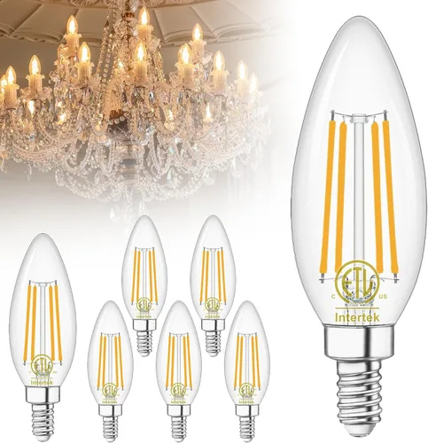 winshine E12 Candelabra LED Bulbs Dimmable 2700K Warm White 60W Equivalent, Energy Efficient 4W, Type B Light Bulb for Chandelier, C35 Ceiling Fan