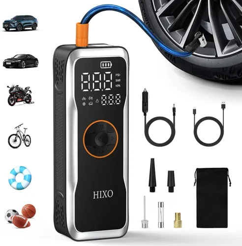 Miniatura 9 de Compresor de aire portátil para inflador de neumáticos, medidor de presión digital de 150 PSI equipado, 20000 mAh de alta capacidad y bomba de aire