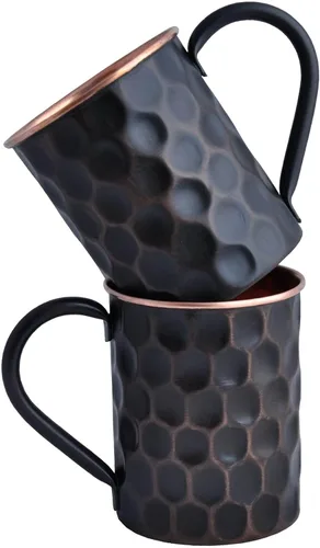 STAGLIFE Tazas de 20 onzas de cobre puro para agua potable, diseño de panal de abeja, color negro mate, para él o ella en aniversario, tazas de