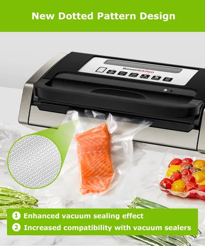 Miniatura 4 de Bonsenkitchen [2025 Actualizado] 6 Rollos 20,32 cm x 4,88 m de Bolsas Selladoras al Vacío para Alimentos con Caja de Color, Fáciles de Almacenar