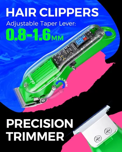 Miniatura 6 de GLAKER Cortapelos profesionales para hombres, juego de cortadoras y recortadoras inalámbricas, kit completo de peluquería para recortar el cabello