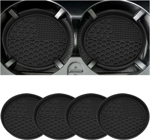 4 piezas de posavasos para automóvil, tapete antideslizante de silicona para portavasos del vehículo, tapete antipolvo para aislar el interior del