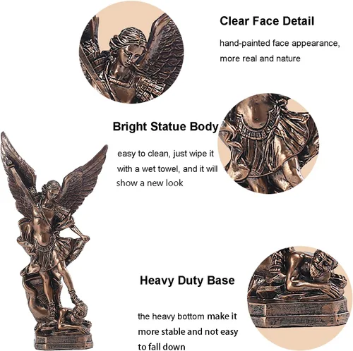 Miniatura 2 de Estatua de San Miguel Arcángel de 31.8 cm de alto, santo arcángel Miguel derrotó al dragón malvado, escultura de ángel de batalla religiosa
