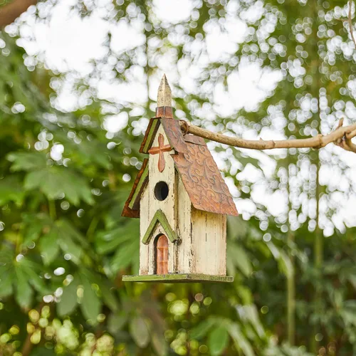 Miniatura 6 de Glitzhome - Casas para pájaros para exteriores, casas para colibríes para exteriores, caja de anidación para pájaros de 11.5" de alto, hecha a mano