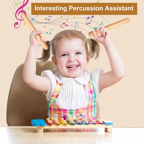 Miniatura 4 de Boao Juego de 20 palos de ritmo musical de 8 pulgadas para niños a granel, palos Lummi de música con bolsa de transporte, clavos de madera clásicas