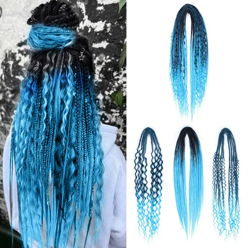 Miniatura 61 de 15 extensiones de rastas de doble extremo, 24 pulgadas, extensiones de rastas falsas de 0.6 pulgadas, color marrón degradado, extensiones de rastas