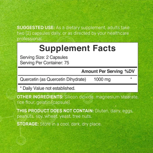 Miniatura 2 de Eagleshine Vitaminas Quercetina 1000 mg por porción (paquete de 2) 300 cápsulas, flavonoides de alta biodisponibilidad, probado por terceros