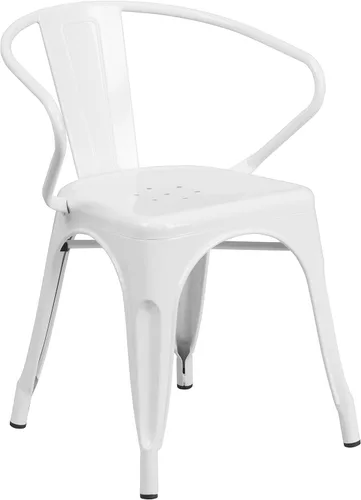 Miniatura 24 de Flash Furniture silla de metal con apoyabrazos, Metal, Negro