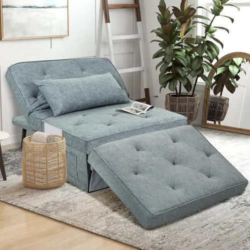 PORWEY Sofá cama, sofá cama, futón convertible 4 en 1, sofá otomano plegable con respaldo ajustable para sala de estar, apartamento, oficina, no