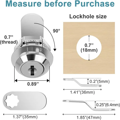 Miniatura 2 de Cam Locks - Cerradura de gabinete con llave igual, cilindro de 5/8 pulgadas de longitud. Se adapta a un grosor máximo del panel de 3/8 pulgadas, 2