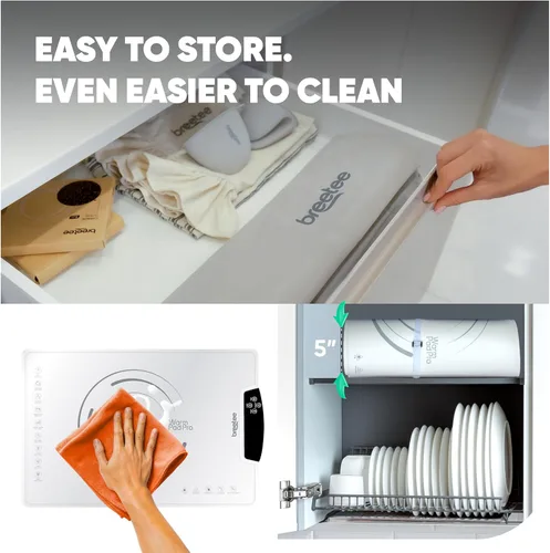 Miniatura 9 de BREETEE Tapete eléctrico para calentar alimentos – Tapete de calefacción de silicona para alimentos con 9 niveles de temperatura – Tapete de Blanco