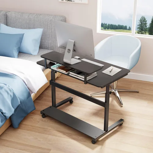 Miniatura 2 de EUREKA ERGONOMIC Escritorio móvil de pie ajustable en altura, estación de trabajo de computadora con estante para monitor, escritorio portátil