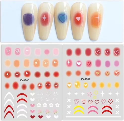Miniatura 6 de Adhesivo holográfico 3D de estilo simple, diseño de estrellas y líneas de corazón de amor, para mujeres y niñas, decoración de dijes de manicura