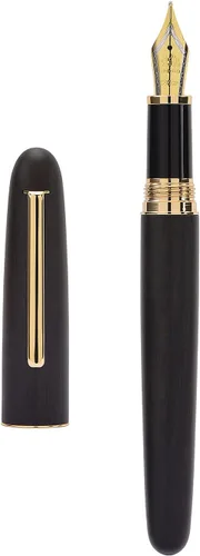 Jinhao 9036 - Pluma estilográfica de madera natural hecha a mano, punta extrafina, ébano