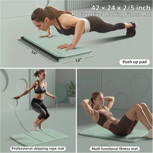 Miniatura 2 de Almohadilla de ejercicio plegable para gimnasio o uso doméstico, (1.2 x 14 x 24 pulgadas), extra gruesa y ancha, almohadilla multifuncional