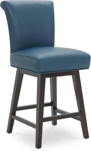 Miniatura 36 de CHITA Taburete giratorio de 26 pulgadas con altura de mostrador, taburete de bar tapizado moderno con respaldo certificado FSC de cuero sintético