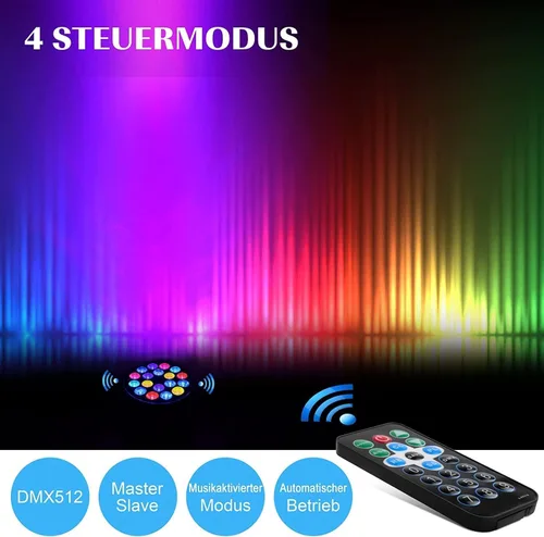 Miniatura 9 de 36 luces LED Par de luces DJ con cable RGB con control activado por sonido iluminación ascendente para bodas, fiestas, clubes, aparatos