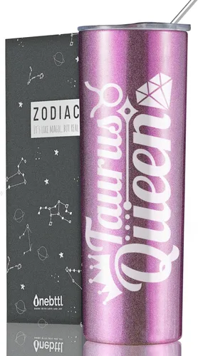 Miniatura 21 de Regalos del zodiaco Onebttl para mujeres, mejores regalos de cumpleaños para amigas, vaso de 20 oz de acero inoxidable, logotipo grabado en negro