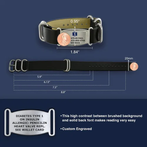 Miniatura 2 de Divoti Pulseras de cuero de grano superior NATO para identificación médica estilo no conocido