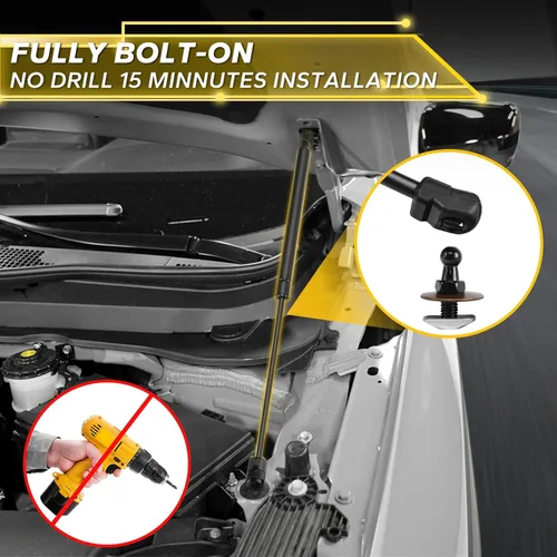 Miniatura 6 de Puntales de capó para Pilot 2023 2024 2025 2026 – Soporte de elevación de capó, sin taladro delantero de gas compatible con accesorios Honda Pilot