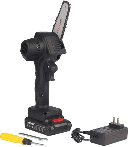 Miniatura 7 de Laecabv - Mini motosierra eléctrica portátil inalámbrica de 4 pulgadas, alimentada con batería, 1.5 libras de peso ligero, tijeras de podar
