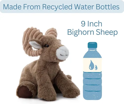 Miniatura 10 de The Petting Zoo Peluche de oveja de cuerno grande, regalos para niños, animales salvajes de la vida silvestre, juguete de peluche de oveja de 9