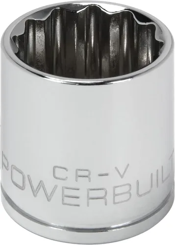 Powerbuilt Enchufe poco profundo de 3/8 pulgadas x 1/4 pulgadas, enchufe de 12 puntos, hecho de cromo-vanadio, marcado de tamaño láser - 641000