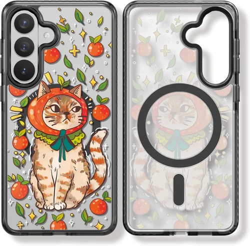 Miniatura 51 de Rosarnnah Funda compatible con Samsung Galaxy S24 Ultra, bonita estética, a la moda, divertida funda con estampado de gatito y gato, duradera a