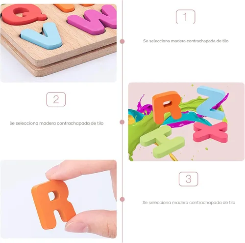 Miniatura 2 de Rompecabezas de madera para niños pequeños, paquete de 3 rompecabezas con forma del alfabeto para niños de 3 años Montessori de madera para niños