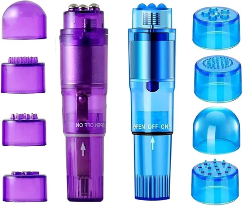 Miniatura 5 de Mini portátil pequeño masaje vibratorio herramienta corporal 4 cabezas masajeador bolsillo juguete para mujeres cuello, hombro, cara, espalda pies