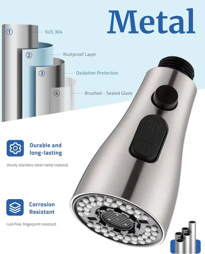 Miniatura 2 de Repuesto de cabezal de grifo de cocina de metal, con 15 adaptadores, cabezal rociador de bajo plomo para grifo de fregadero extraíble, boquilla