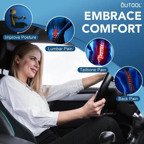 Miniatura 2 de QUTOOL Almohada de Soporte Lumbar para Automóvil, Accesorios de Camión Elementos Esenciales de Viaje, Cojín de Espuma con Memoria para Asiento