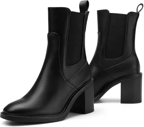 Miniatura 3 de DREAM PAIRS Chelsea - Botas puntiagudas para mujer con tacón grueso y elástico