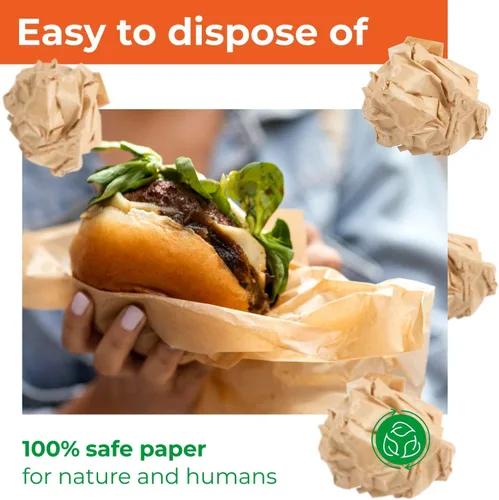 Miniatura 5 de IDL Packaging Hojas de papel a prueba de grasa sin PFAS de 14 x 14 pulgadas, paquete de 4000, Kraft natural, forros para bandejas de alimentos aptos