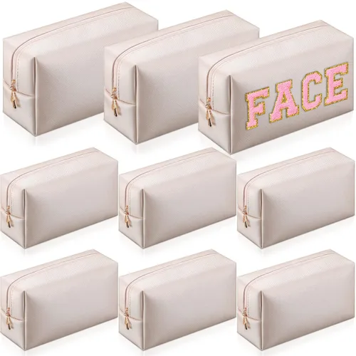 Miniatura 20 de Sanwuta 9 bolsas de maquillaje a granel de poliuretano con doble cremallera, bolsa de cosméticos, artículos de tocador de maquillaje, bolsa pequeña