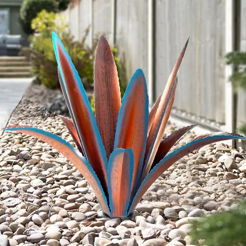 Miniatura 9 de TOMBABY Agave de Metal Agrandado Engrosado Resistente al Viento Arte de Jardín Planta de Metal Escultura Estatua de Jardín Rústico Decoración 12
