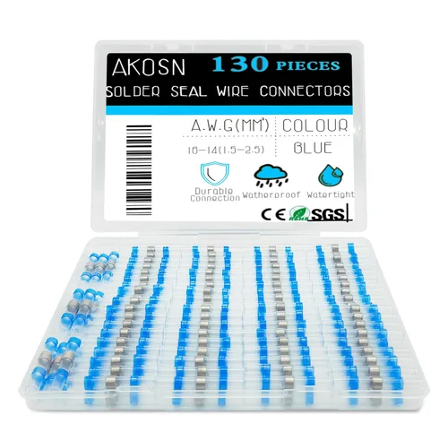 Miniatura 12 de 455 PCS Conectores de Empalme Autosoldantes Termorretráctiles, Kit de Conectores de Cable con Sellado de Soldadura, Conector de Empalme de Cable