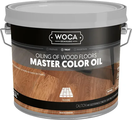 WOCA Dinamarca – Master Color Oil – Aceite a base de plantas penetrante y acabado para muebles, pisos, molduras y gabinetes de madera – 2.5L –