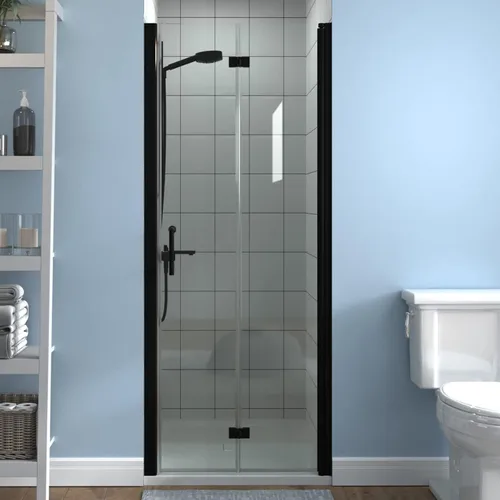 Miniatura 11 de ExBrite Puerta de ducha pivote sin marco de 34-35.5 pulgadas de ancho x 72 pulgadas de alto, puertas de ducha pivotantes de vidrio transparente