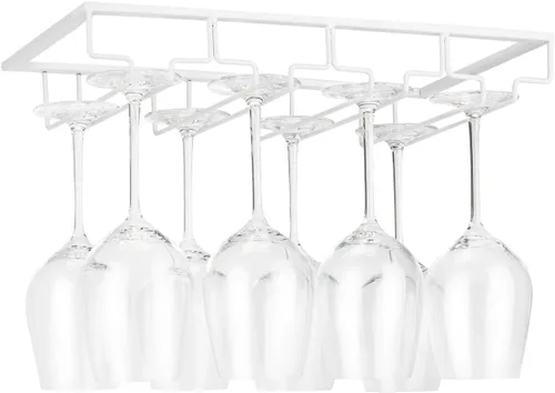 Miniatura 16 de FOMANSH Estante para Copas de Vino - Soporte para Copas de Vino debajo del Gabinete, Organizador de Metal para Copas de Vino y Vasos, Colgador