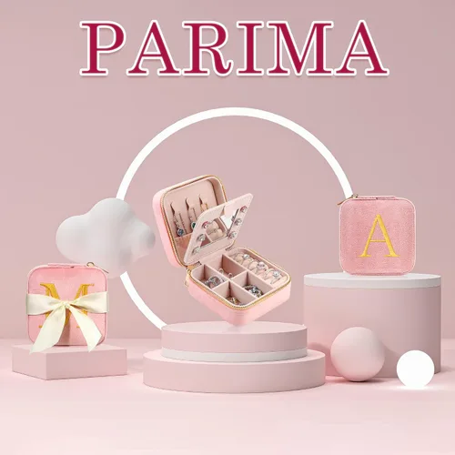 Miniatura 7 de Parima Regalos personalizados para mujeres Joyero de viaje de terciopelo de felpa, pequeño joyero, organizador con monograma, regalos para mujeres