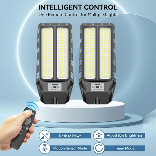Miniatura 7 de VOOJOY Luces solares de calle de 5000 W para exteriores, luz solar de 7000 K para exteriores, luz de calle LED del atardecer al amanecer, lámpara