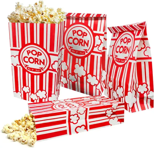 Miniatura 9 de 100 bolsas de palomitas de maíz de fondo plano, bolsas de papel de 2 onzas para la familia, noche de película, béisbol, carnaval, Navidad, fiesta