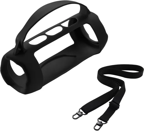 Funda de silicona Charge 5, funda protectora de transporte portátil, bolsa de viaje con correa para el hombro para JBL Charge 5 Wi-Fi/Charge 5 Negro